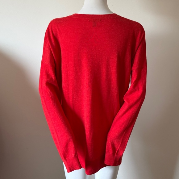 J. Crew Women's V-Neck Sweater in Bold Red Merino Wool Size M - Picture 5 of 10